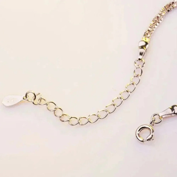 925 Sterling Silver Caged Diamond Cube Bracelet - Picture 4 of 6